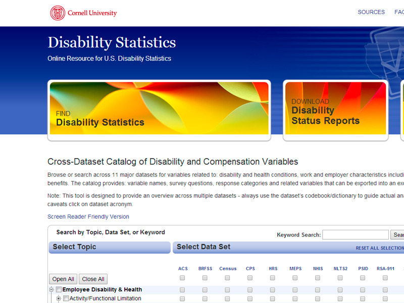 Cross-Dataset Catalog of Disability and Compensation Variables